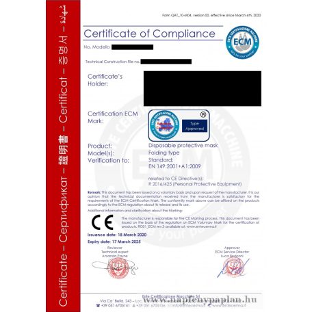 FFP2 szájmaszk (KN95, 50db-os csomag)