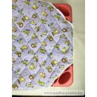 Gyerekmintás steppelt lepedő fektetőágyra (bézs-orgona kisállatos)