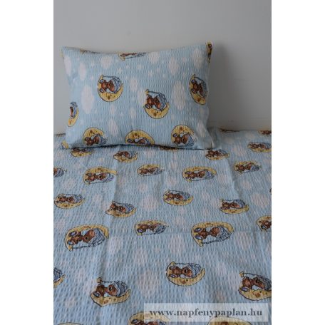 Krepp kék macis gyermek ágyneműhuzat garnitúra (2 részes)