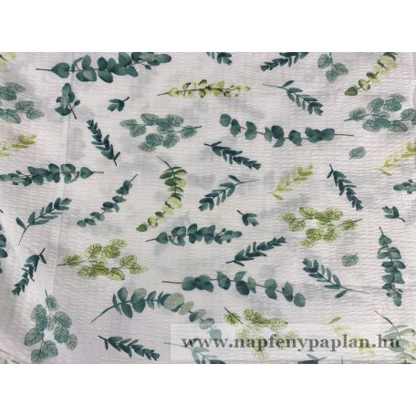 Krepp zöld leveles mintás ágyneműhuzat garnitúra (3 részes, 200-as,)