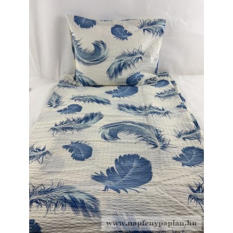 Kék tollas mintás ágyneműhuzat garnitúra (3 részes, 200-as,)